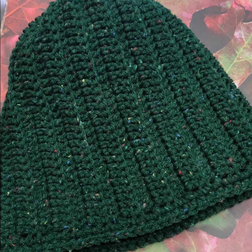 Handmade Hunter green winter beanie ski hat